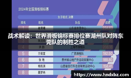 战术解读：世界滑板锦标赛排位赛湖州队对阵东莞队的制胜之道